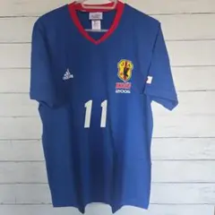 8SM1 小野伸二　日本代表　ゲームシャツ　Tシャツ　18番　青　サッカー　古着 8SM1 小野伸二 日本代表 ゲームシャツ Tシャツ 18番 青 サッカー 古着