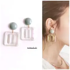 【No.514】ハンドメイド ピアス イヤリング 大人可愛い ブルー 大ぶり