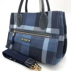 BLUE LABEL ブルーレーベル トートバッグ ブルー チェック 大容量