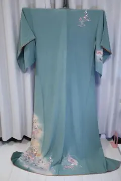 青緑色 訪問着 身丈約152cm