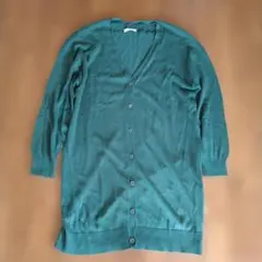 シネマクラブ　ダークグリーン　長袖カーディガン　シンプル　薄手