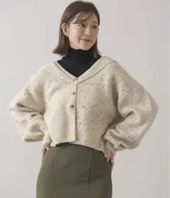 Retro girl セーラーカラーニットカーデ 襟付きカーディガン