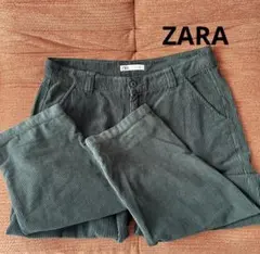 【美品】【ZARA】ダークグリーン コーデュロイパンツ　L