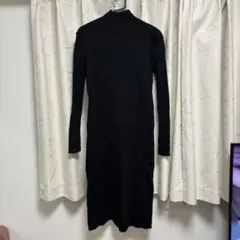 ブラック 黒 タートルネック ニットワンピース ニット ワンピース
