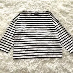 ルミノア Le minor ストライプ ボーダー ワイド Tシャツ ボートネック