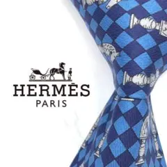 ◆美品◆HERMES エルメス ネクタイ 青色 馬柄 オシャレのサムネイル