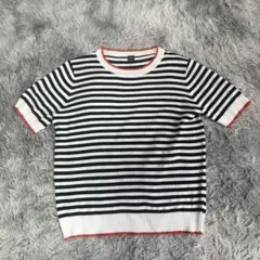 【美品】ストライプ 半袖ニット トップス