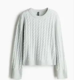 H&M ケーブルニットセーター　トップス 水色 ミントグリーン　S 完売