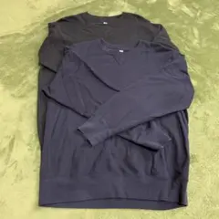 ユニクロ　コットン トレーナー セット XL 黒 紺