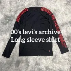 00`s levi's long sleeve shirt 黒　赤