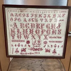 フランス　アンティーク　サンプラー　刺繍　額装品　ヴィンテージ　美品　蚤の市 フランス アンティーク サンプラー 刺繍 額装品 ヴィンテージ 美品