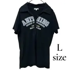 【J-honey】ポロシャツ カジュアル カレッジ風ロゴプリント トップス L