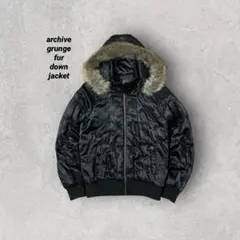 archive grunge fur down jacket y2k 黒
