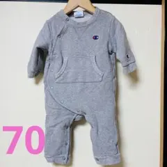 美品 SHIPS KID別注 チャンピオン スウェットカバーオール グレー70
