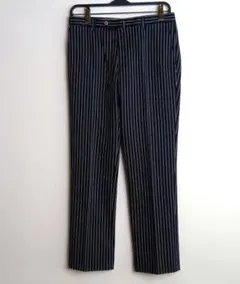 スーツカンパニー 綿スラックス ネイビーストライプ ウエスト79