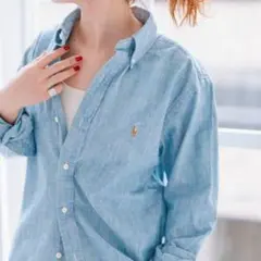 未使用級 ポロラルフローレン ダンガリーシャツ マルチポニー 明るめ M