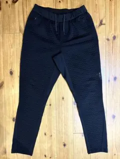 adidas アディダス　ブラック ワッフルジョガーパンツ　ドローストリング