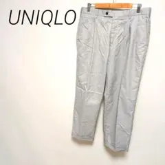 UNIQLO グレー ストライプ スラックス　 サイドポケットゆったりM　ゴルフ