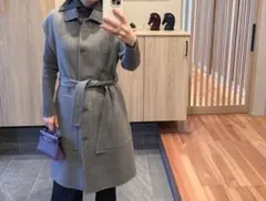 HERMES キルティング ノースリーブ ベスト シルク レディース グレー KOBE LETTUCE ベスト ニットベスト ジレ フェザー クルーネック 重ね着