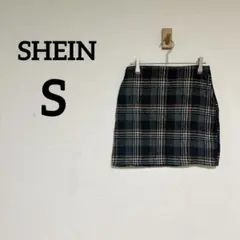 美品❣️SHEIN 【S】チェック柄 タイトスカート 秋 冬 オレンジ ブラック