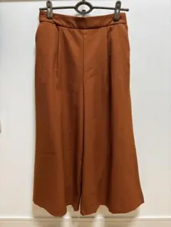 新品　暖パン　ガウチョパンツ　ワイドパンツ　二重構造　裏フリース　スクロール