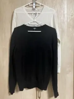 UNIQLO メリノウールセーター 2点セット Sサイズ アイボリー ブラック