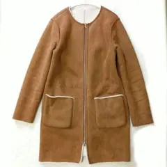 ベイフロー フェイクムートン コート リバーシブル ボア ロングノーカラー