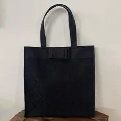 ⭐︎ハンドメイド⭐︎ フォーマル サブバッグ リボン付♡ オールブラック レース仕立