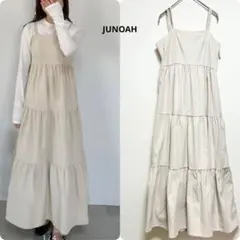 【完売品】　JUNOAH ダブルストラップティアードワンピース アイボリー