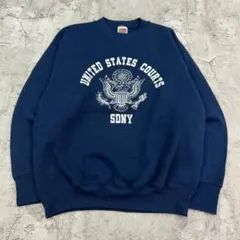 フルーツオブザルーム　SDNY　ロゴ　トップス　スウェット　古着　ネイビー　M