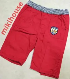 mikihouse　半ズボン　男の子　パンツ　ギンガムチェック　プッチーくん