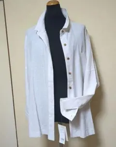 新品タグ付き 麻混 LA MONET リネン ホワイト ジャケット XL