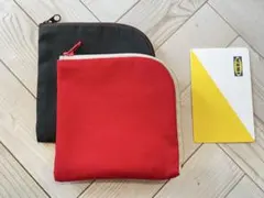 ちっちゃい赤☆L字ファスナーポーチ ミニ財布 カード入れ 張り有り ハンドメイド