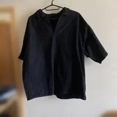 スキッパーシャツ　黒　半袖　シャツ