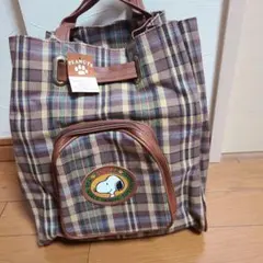 PEANUTS スヌーピー チェック柄リュック