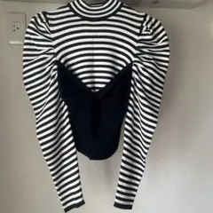 ［ZARA］ストライプパフスリーブ　　　ビスチェニットLサイズお値下げ