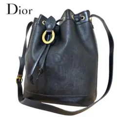 【美品】クリスチャンディオールDior★トロッター柄★レザー巾着ショルダーバッグ