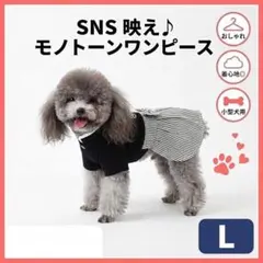犬服 ドッグウェア ワンピース L モノトーン 和風 和服 可愛い 小型犬