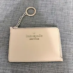 kate spade ジッパー付きカードケース ベージュ/ブラック