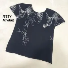 美品 ISSEY MIYAKE FÉTE シアーカットソー 長袖 薔薇 花柄 黒 - メルカリ