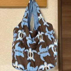 Hula Lani トートバッグ ホヌ柄 ブラウン×ライトブルーのサムネイル