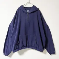 オブセッシブラブ L ハーフジップパーカー ネイビー ショート丈 クロップド