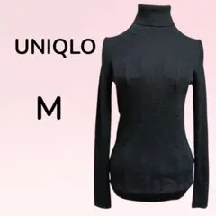 UNIQLO ユニクロ メリノリブタートルネックセーター M ブラック 黒