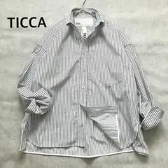 未使用級✨ TICCA ティッカ スクエアビッグシャツ ストライプ コットン　Fのサムネイル