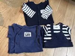 Lee ネイビー ストライプ ロンパース 4点セット