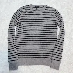 美品 セオリー Theory カシミヤ 100% ボーダー ニット 長袖 グレー