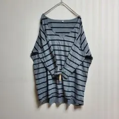 な*こ様 【良品計画】無印　大きめ　ゆったり　ボーダーグレー　トップス　ナチュラ