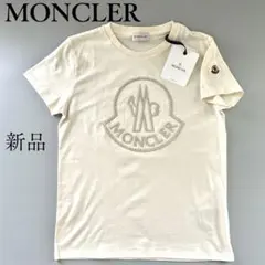 新品 モンクレール レディース 半袖Tシャツ ラインストーン ロゴ アイボリーのサムネイル