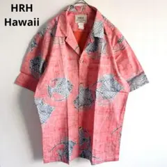 4827【極美品】70s HRH 希少　裏使い ハワイアンアロハシャツ 総柄開襟