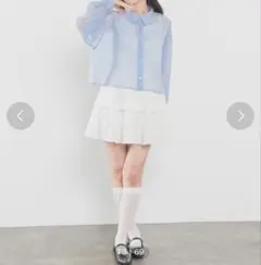 Honeys ショート丈シアーシャツ サックスブルーのサムネイル